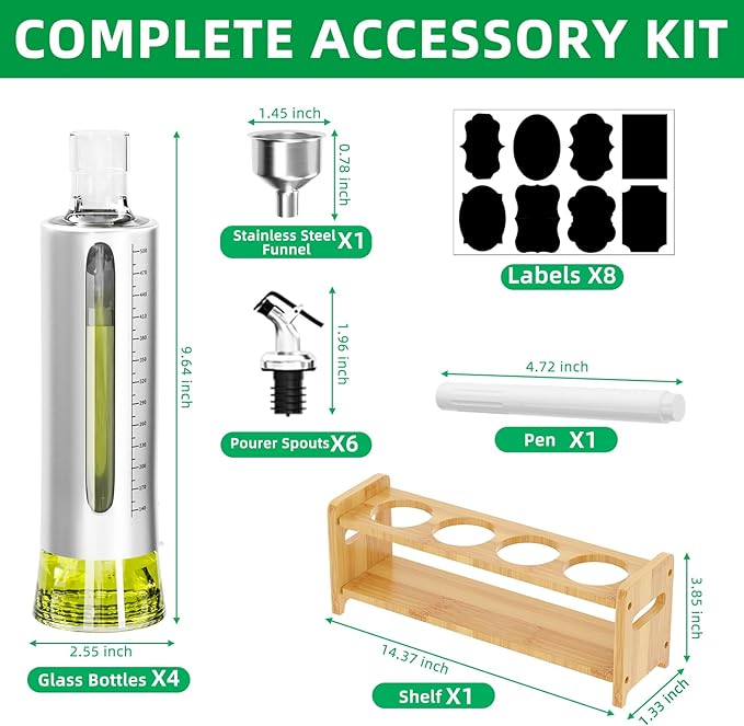 SINYWAY Oil Dispenser Bottle, 4 Pack Glass Olive Oil Dispenser Bottle - Image 2