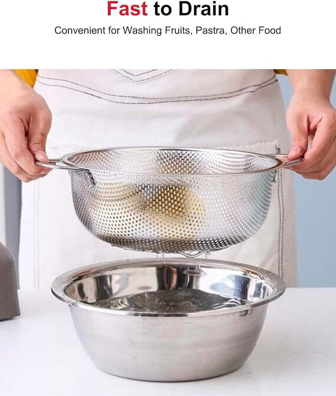 5-Quart Colander for Kitchen, Stainless Steel Colander - Image 3