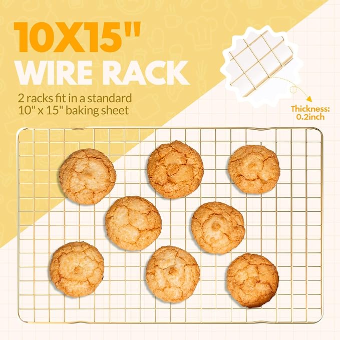2 PCS Cooling Racks for Cooking and Baking, 15x10 Inches Stainless Steel - Image 2