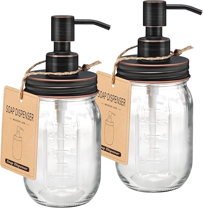 Amolliar Mason Jar Liquid Soap Dispenser, Rustproof Stainless Steel Replacement by Amolliar