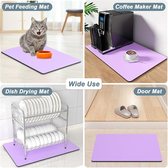 Rnivvi Coffee Mat, Hide Stain Rubber Backed Absorbent Dish Drying Pad - Image 7