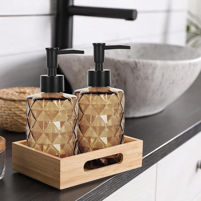 Dark Brown Glass Soap Dispenser - Image 5