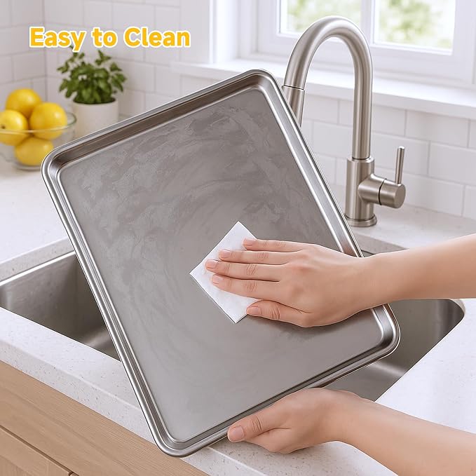 Ohtomber Stainless Steel Baking Sheet Pan Set, 3 Pack Cookie Sheets - Image 5