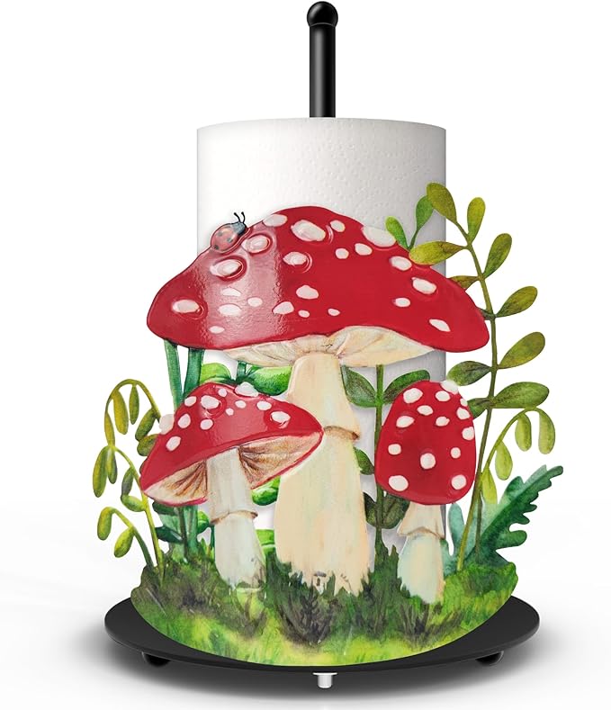 Hexagram Mushroom Paper Towel Holder, Mushroom Kitchen Bar Decor, Cottage Core by Hexagram