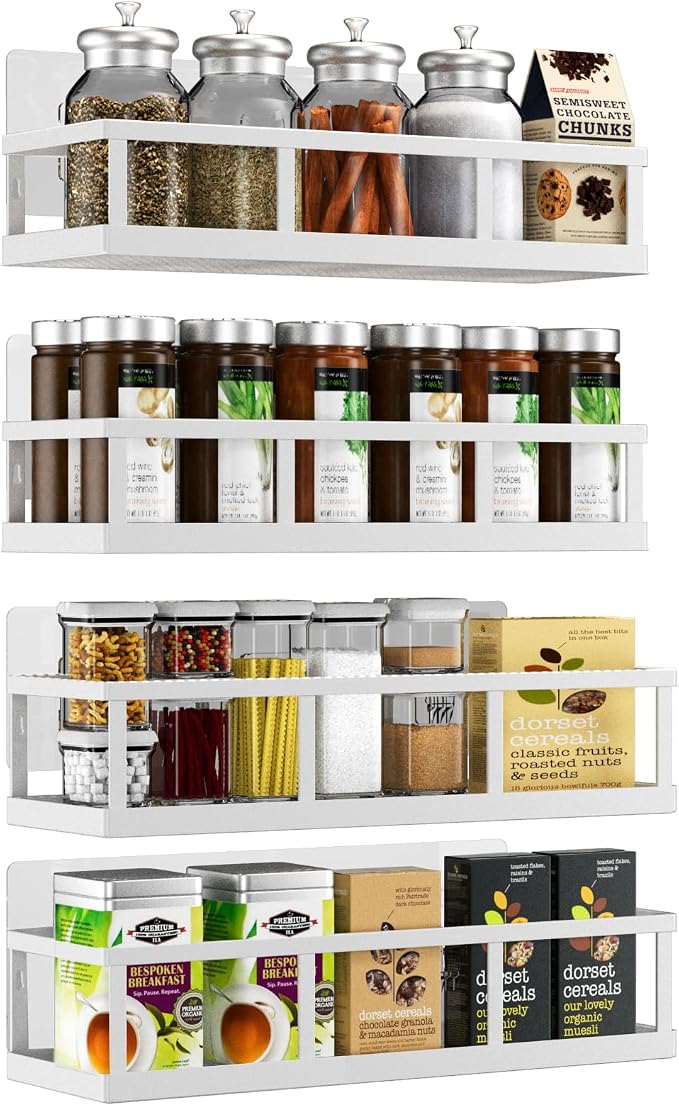 Spice Rack Wall Mounted, 4 Pack Pantry Door Organizer & Hanging Storage Baskets by Umomi