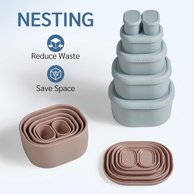 ISSEVE 12Pcs/Set Nesting Silicone Food Storage Containers - Image 3