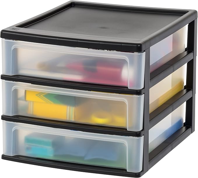 IRIS USA Plastic Stacking Desk Top 3-Drawer Storage Organizer, by IRISUSA