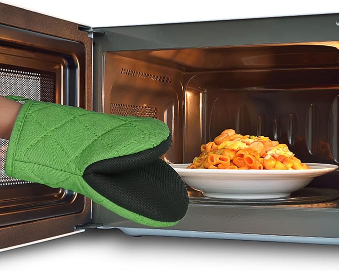 Short Oven Mitts, Heat Resistant 500°F, Silicone Grip Kitchen Gloves, Non-Slip - Image 7