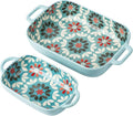 ONCCI Ceramic Baking Dish Set, 2-Piece Hand-painted Porcelain Rectangular by ONECCI