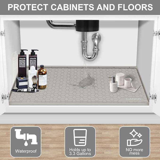 Under Sink Mat, Kitchen Cabinet Shelf Protector, Fits 36 inch Standard Cabinet - Image 4