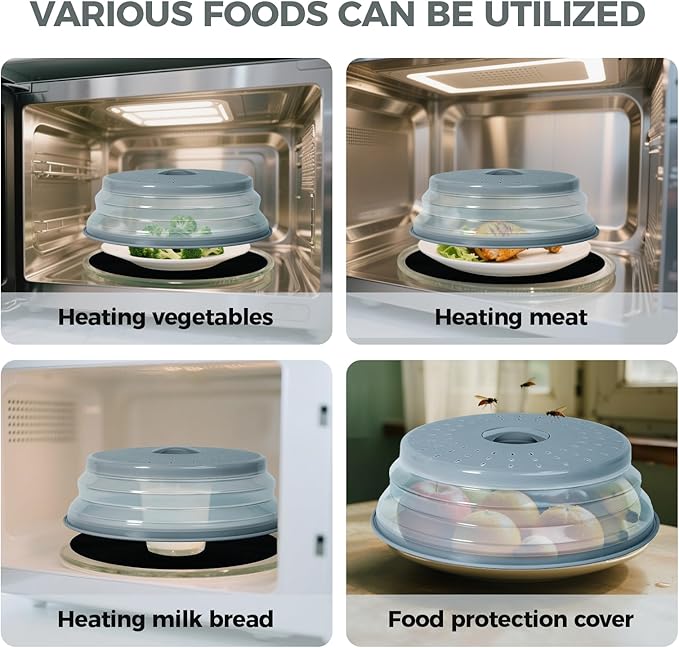 12" Large Microwave Splatter Cover & Silicone Mat, Foldable Food Cover and - Image 5