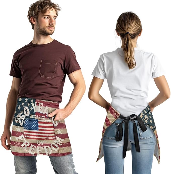 Server Apron with 3 Pockets, Waterproof Oil Waitress Waiter Half Apron - Image 3