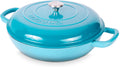Shallow Cast Iron Casserole with Lid – Non Stick Dutch Oven Pot, Oven