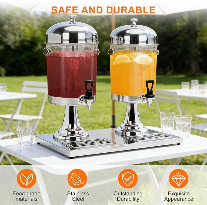 4.4 Gallon Iced Beverage Drink Dispenser, Stainless Steel Water Jar - Image 5