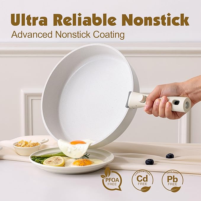 SENSARTE 17 Piece Pots and Pans Set, Nonstick Detachable Handle Cookware Set - Image 4
