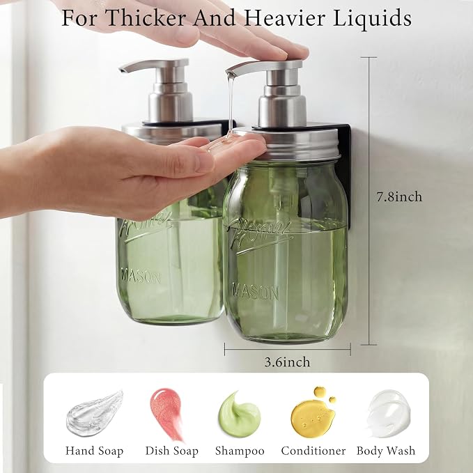 Amolliar Plastic Mason Jar Soap Dispenser - Image 3