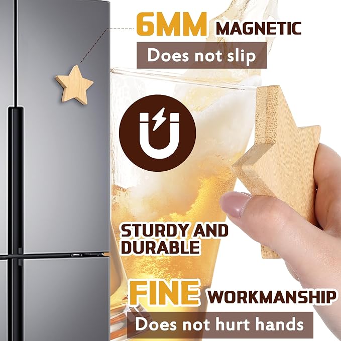 Vesici 24 Pcs Magnetic Bottle Opener 2.5in DIY Bamboo Star Shape Beer Openers - Image 3
