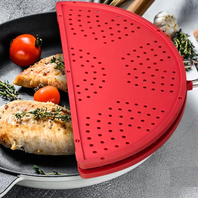 Splatter Screen for Frying Pan Foldable Grease Splatter Guard Silicone Splatter - Image 4