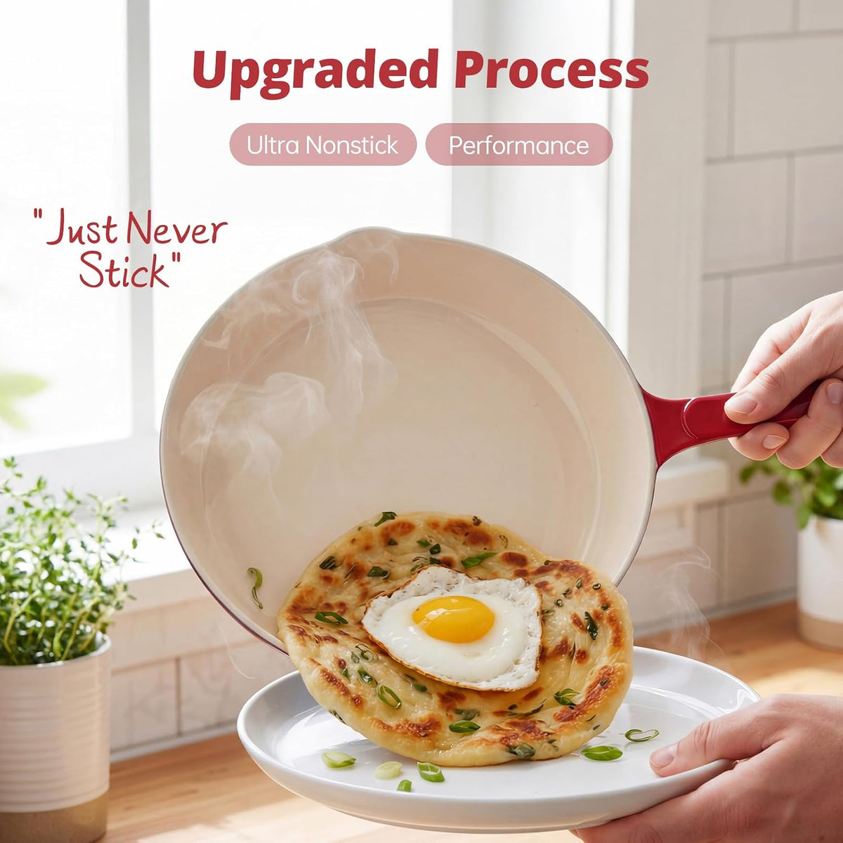 Enameled Cast Iron Skillet 3-Piece Set, Nonstick Heavy-Duty 11", 10"