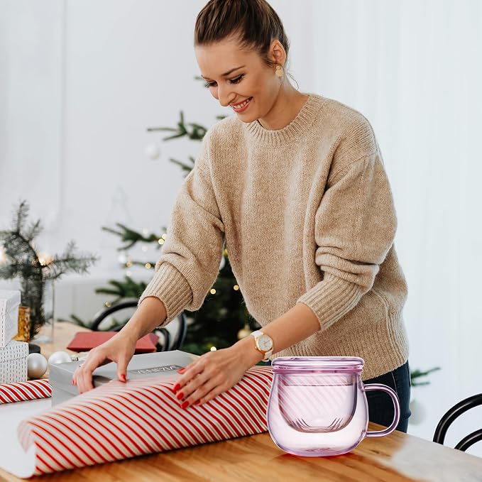 DOPUDO 11oz Pink Glass Tea Cup - Image 2