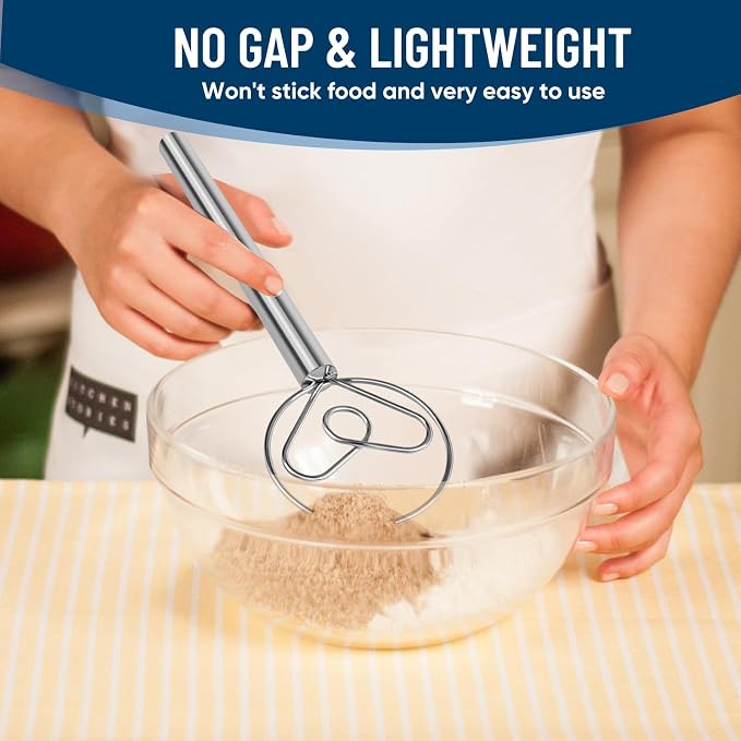 Danish Dough Whisk Stainless Steel Wooden Handle - Image 5