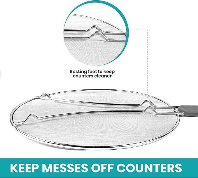13" Grease Splatter Screen for Cooking | Stainless Steel Oil Splatter Guard and - Image 5