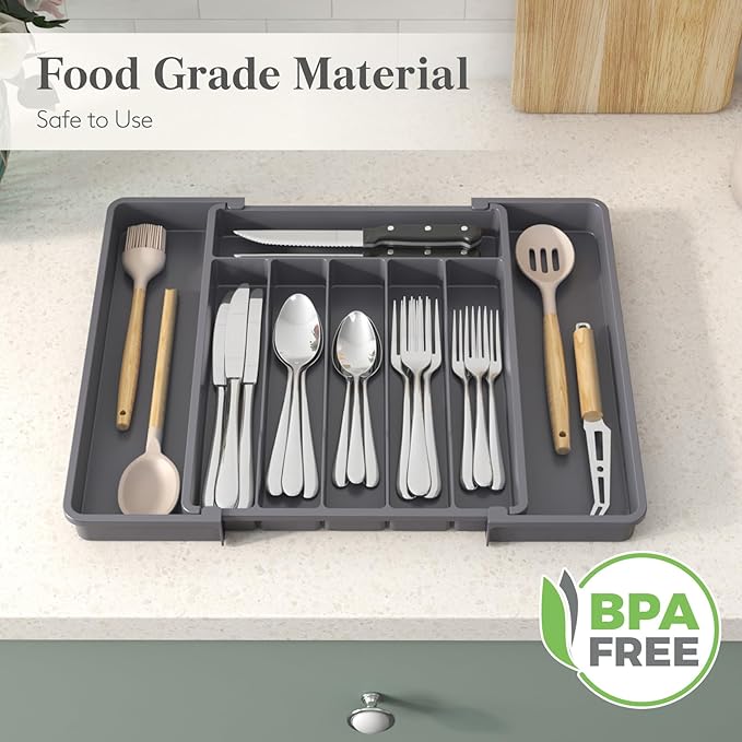 Lifewit Silverware Drawer Organizer, Expandable Utensil Tray - Image 7
