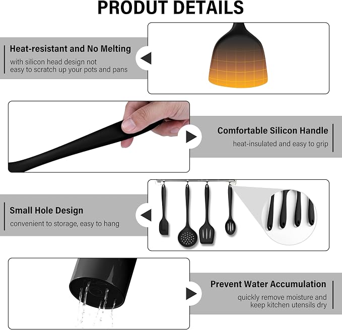 HaWare 11 PCS Silicone Cooking Utensils Set, Heat Resistant Kitchen Utensils - Image 4