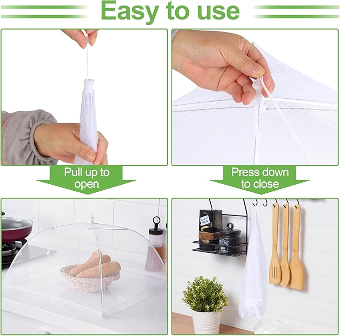 4 Pack Mesh Food Covers 17 inch, Large and Tall Food Covers, Pop-Up Mesh Food - Image 4