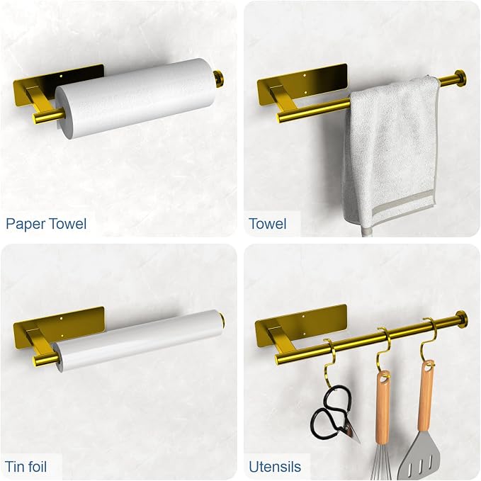 Paper Towel Holder Under Cabinet, Bend-Resistant, Self-Adhesive or Drill - Image 3