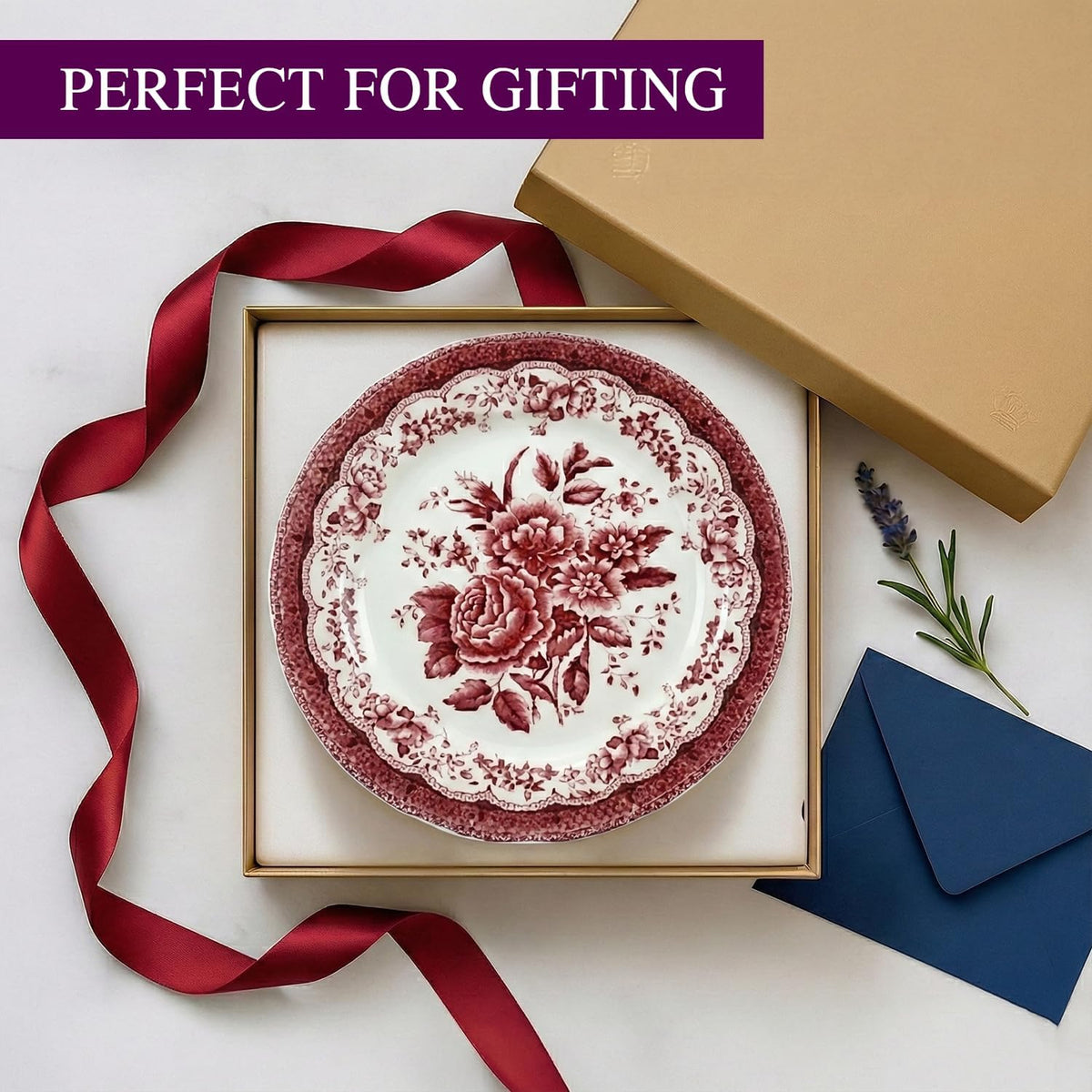 12-Piece Porcelain Dinnerware Set for 4, Victoria Red