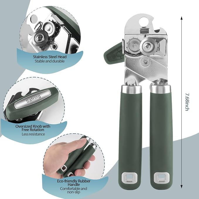 Safring Can Opener Manual, Heavy Duty Handheld Strong Can Opener - Image 2