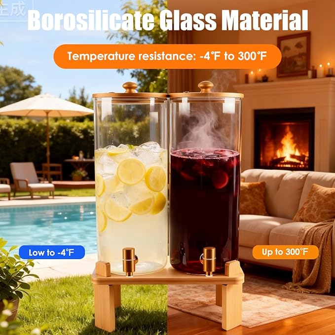 2 Gallon 2 Pack large Glass Drink dispenser - Image 3