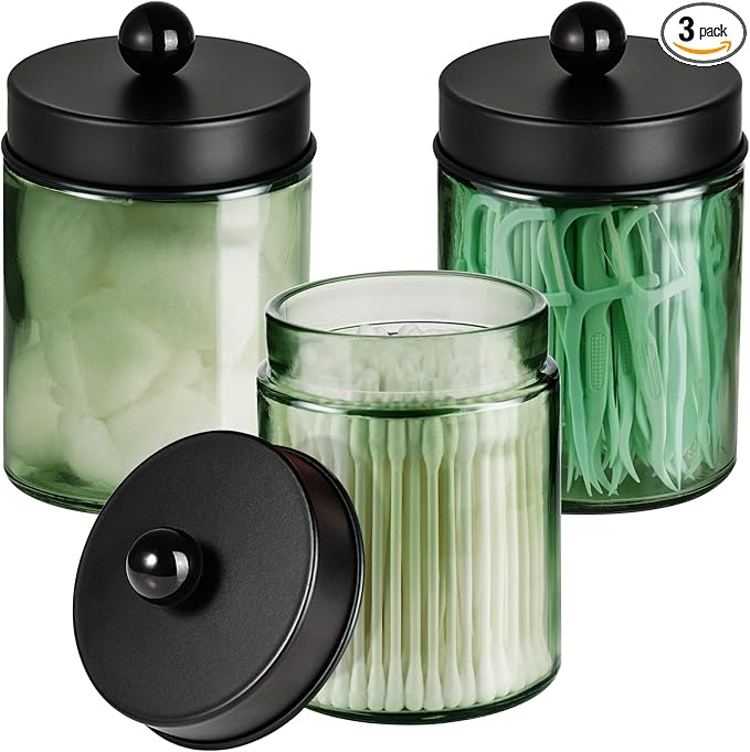 3 Pack Apothecary Jar Canisters Bathroom Vanity Organizer by Komashr