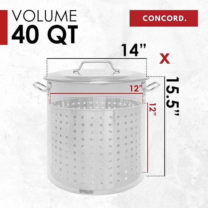 CONCORD Stainless Steel Stock Pot w/Steamer Basket. Cookware great - Image 5