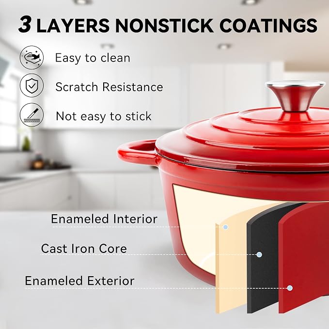 Miereirl 4.5 Quart Enameled Dutch Oven Pot - Image 3