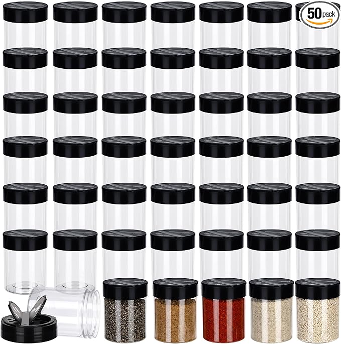 50 Pack 6 oz Plastic Spice Jars by Yiyiring