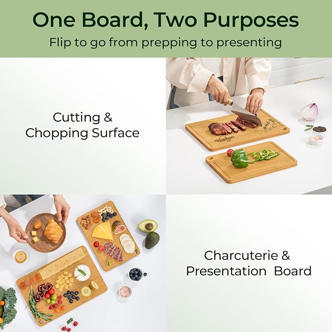 Keechee Chopping Board 2-Pcs Natural Bamboo Cutting Board - Image 3