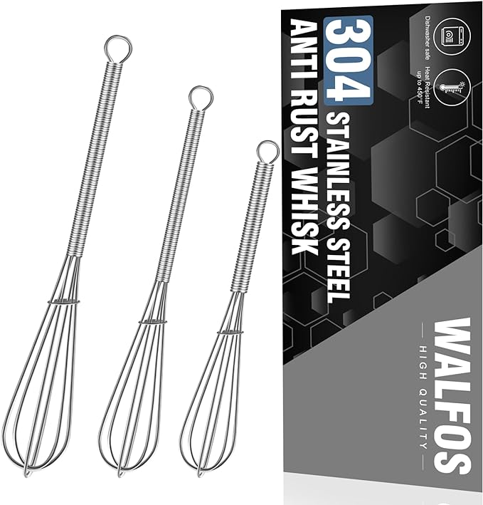 Walfos Mini Whisk, 304 Anti-Rust Small whisk, Sturdy Stainless Steel Wire Tiny by Walfos