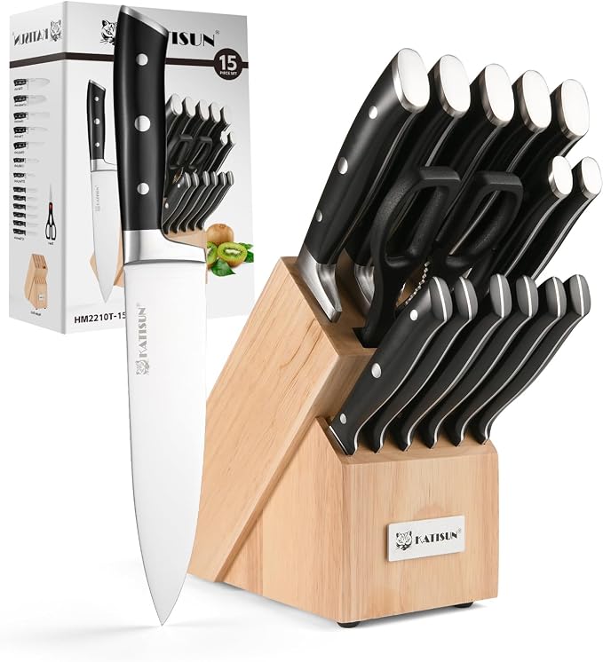 Knife Sets 15 Pieces for Kitchen by KATISUN