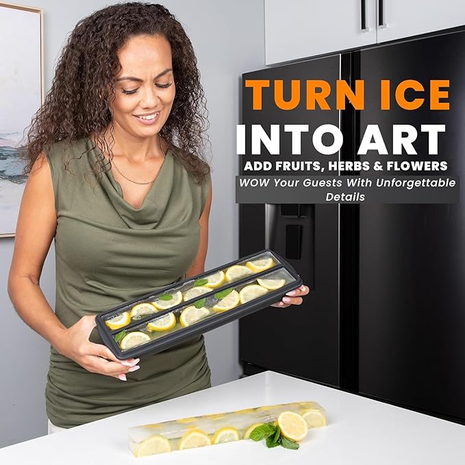 Ksestor Large Ice Cube Tray – 15.7" x 4.6" Ice Core - Image 3
