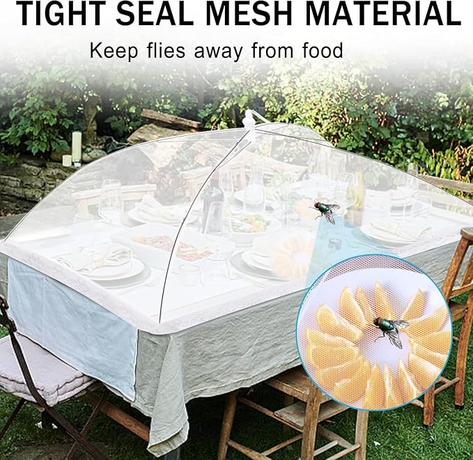 JULBEAR 2 Pcs 40x24inches Extra Large Mesh Food Cover Tent Umbrella Food Screen - Image 6