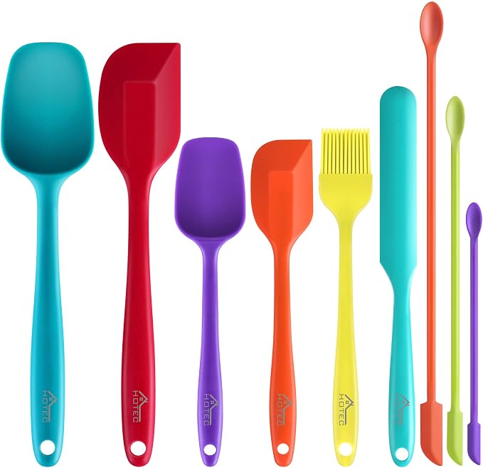 HOTEC BPA Free Heat Resistant Silicone Spatula Set Kitchen Utensils by Hotec
