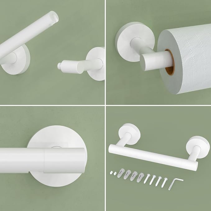 RARXTR White Toilet Paper Holder SUS304 Stainless Steel Double Post Pivoting - Image 5