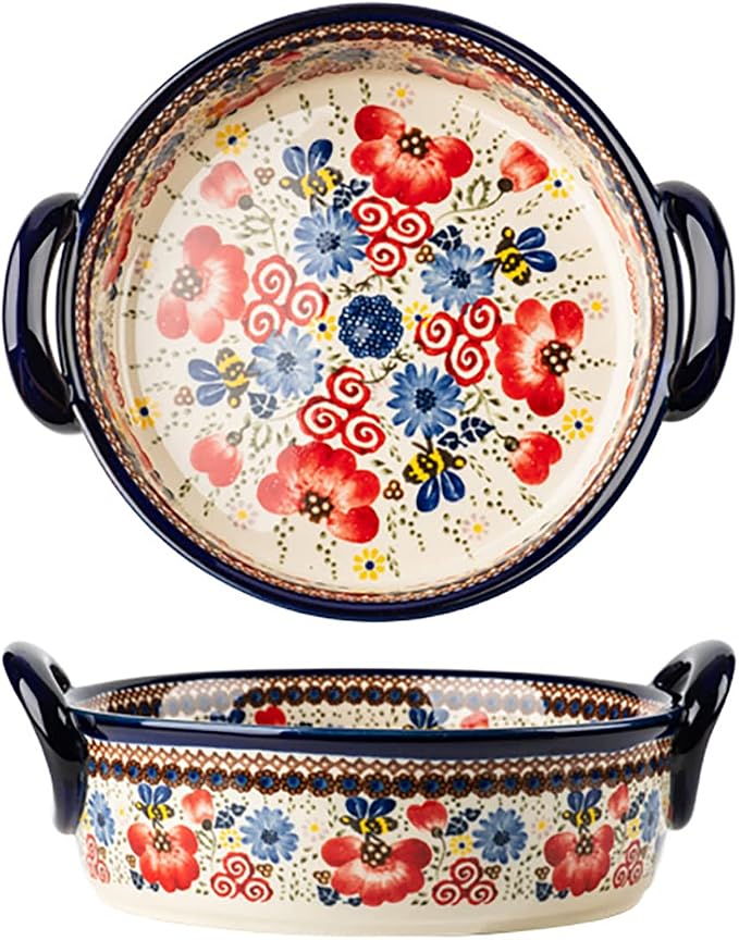 Vintage Flowers Style Ceramic Bakeware Casserole Dish Baking Pan Lasagna Pans by Bicuzat