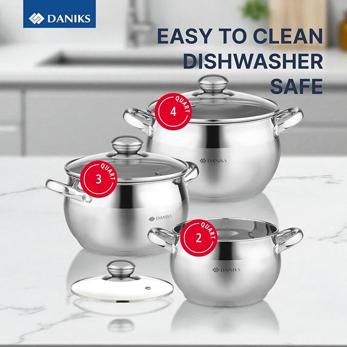 Daniks Classic 6-Piece Stainless Steel Cookware Set - Image 2