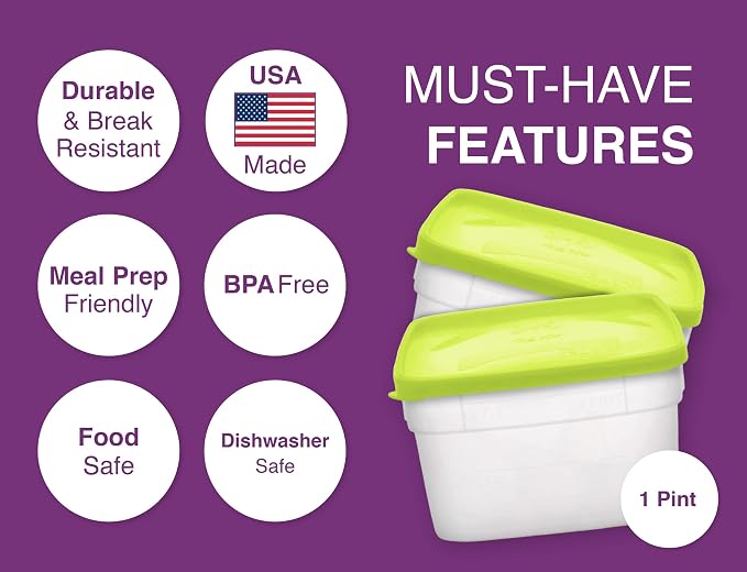 Arrow Reusable Plastic Storage Container Set, 10 Pack, 1 Pint/16 Ounce Each – - Image 3