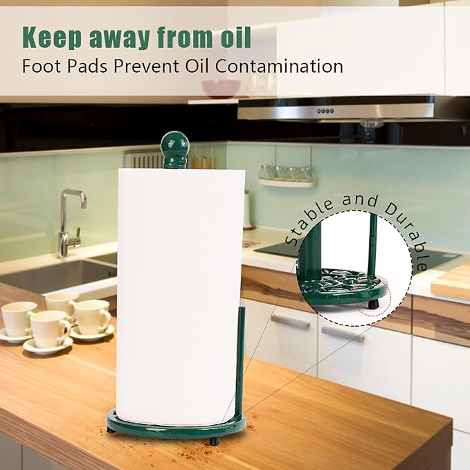Green Cast Iron Paper Towel Holder - Image 4