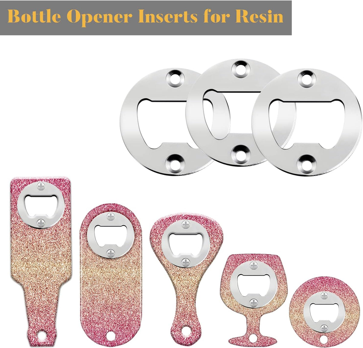 Bottle Opener Insert - 20 Sets Stainless Steel Inserts Kit with Screws