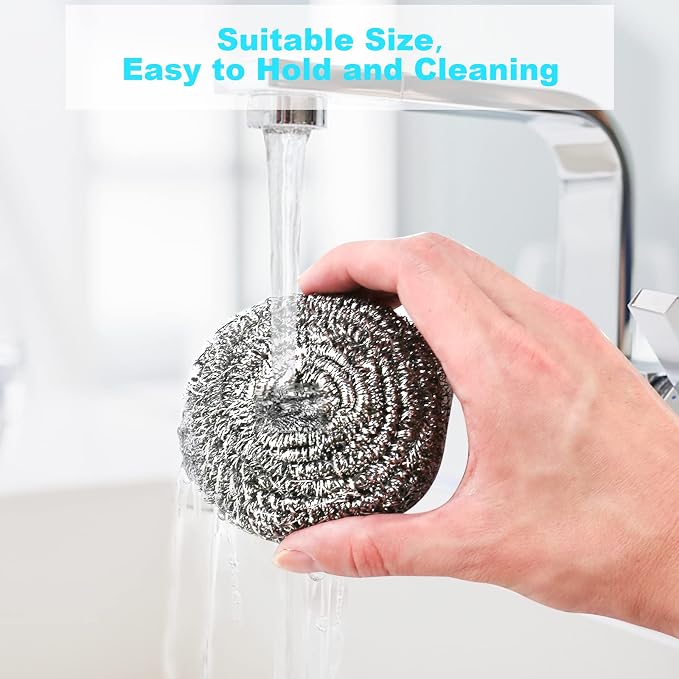 15 Pack Steel Wool Scrubber, Metal Kitchen Scrubbing Sponges, Dishwashing - Image 5
